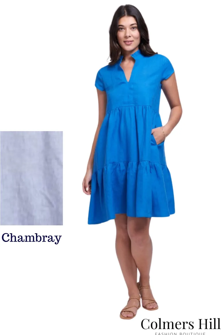 Foil Top Tier Dress Chambray Hash