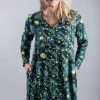 FOIL TRADING FACES DRESS TEAL
