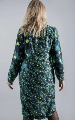FOIL TRADING FACES DRESS TEAL