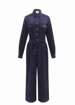 Frnch Alya Cord Jumpsuit Marine Blue