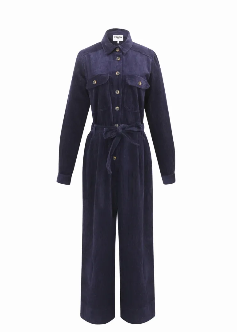 Frnch Alya Cord Jumpsuit Marine Blue
