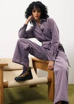 Frnch Alya Cord Jumpsuit Marine Blue
