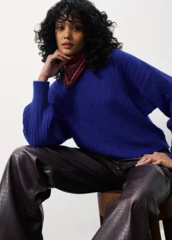 Frnch Ribbed Sweater Electric Blue
