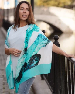 From My Mother's Garden Aqua Leaf Bamboo Scarf
