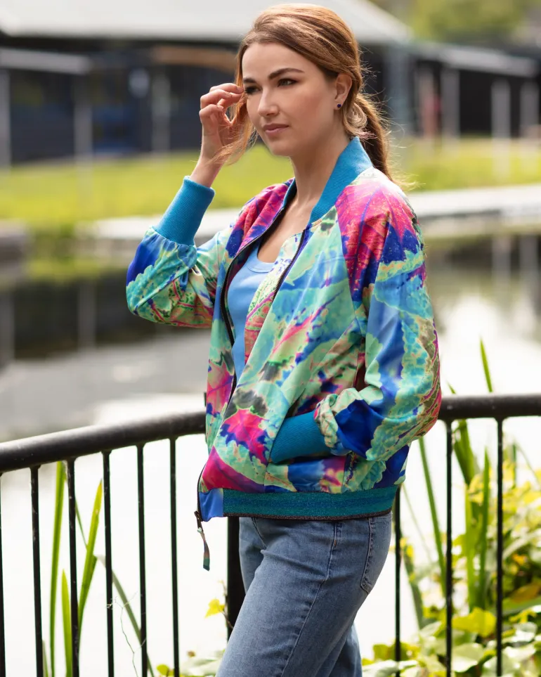 From My Mother's Garden Aqua Neon Satin Jacket
