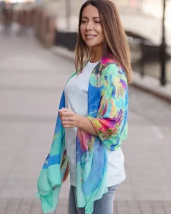 From My Mother's Garden Aqua Neon Bamboo Scarf