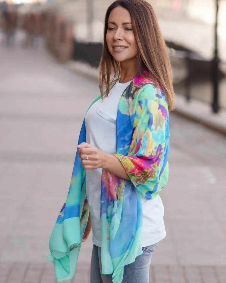 From My Mother's Garden Aqua Neon Bamboo Scarf