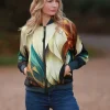 From My Mother's Garden Autumn Abstract Satin Bomber Jacket