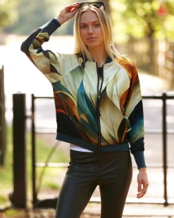 From My Mother's Garden Autumn Abstract Satin Bomber Jacket