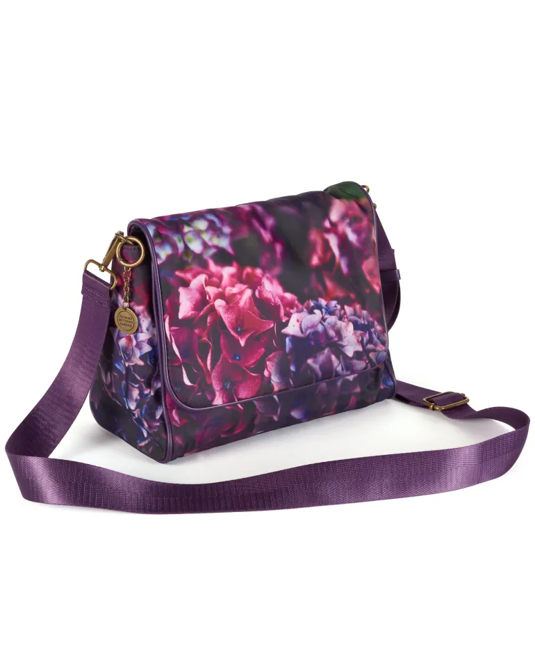 From My Mother's Garden Canvas Messenger Handbag Jewel Hydrangea
