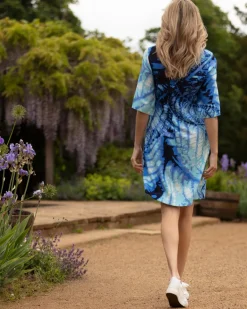 From My Mother's Garden Electric Blue Leaf Linen Dress