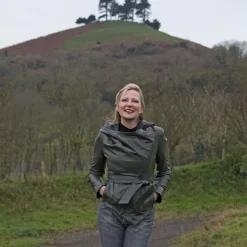 FROM MY MOTHER'S GARDEN HOODED LEATHER JACKET KHAKI