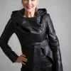 FROM MY MOTHER'S GARDEN HOODED LEATHER JACKET BLACK