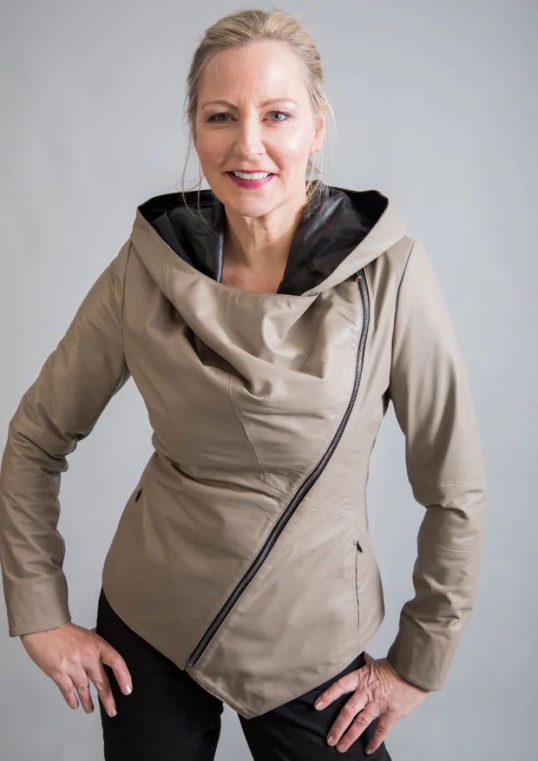 FROM MY MOTHER'S GARDEN HOODED LEATHER JACKET MUSHROOM