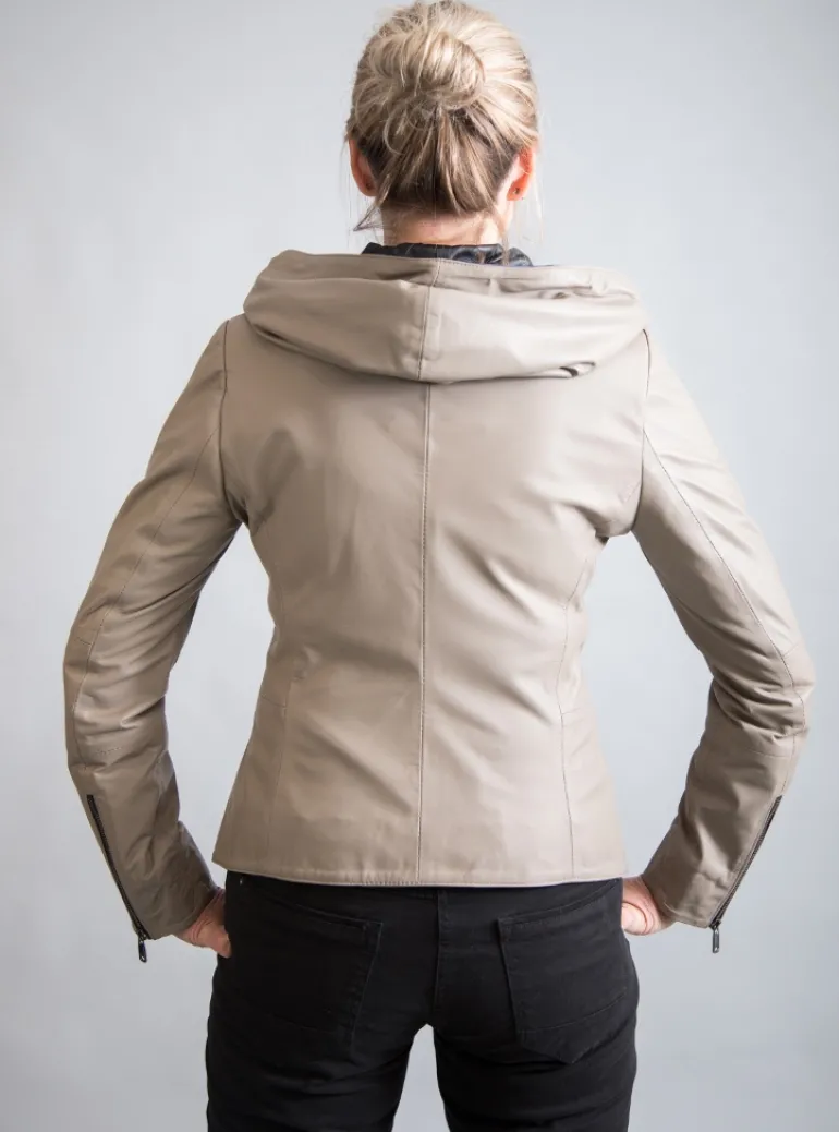 FROM MY MOTHER'S GARDEN HOODED LEATHER JACKET MUSHROOM