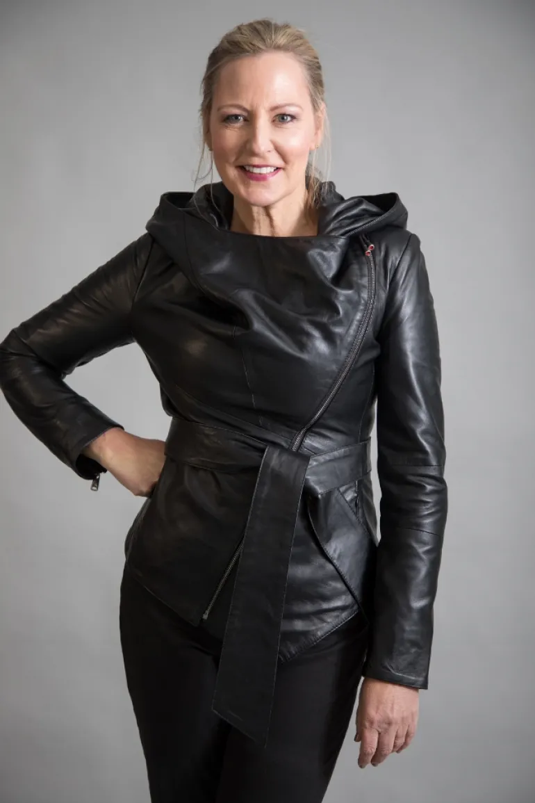 FROM MY MOTHER'S GARDEN HOODED LEATHER JACKET BLACK
