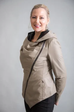 FROM MY MOTHER'S GARDEN HOODED LEATHER JACKET MUSHROOM
