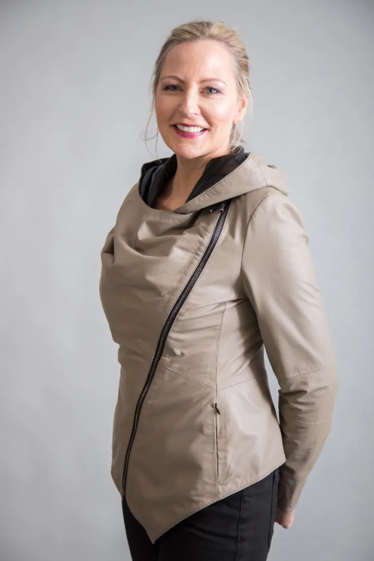 FROM MY MOTHER'S GARDEN HOODED LEATHER JACKET MUSHROOM