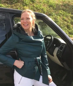 FROM MY MOTHER'S GARDEN HOODED LEATHER JACKET TEAL