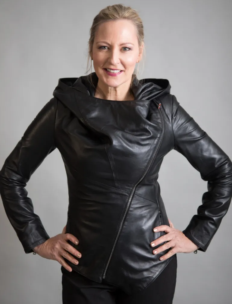 FROM MY MOTHER'S GARDEN HOODED LEATHER JACKET BLACK