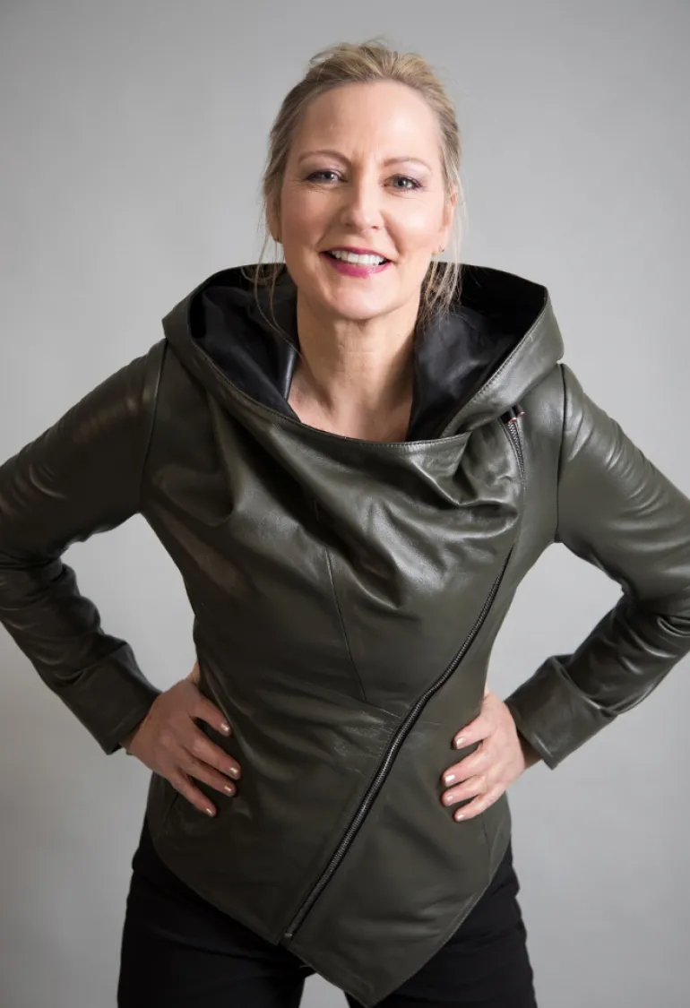 FROM MY MOTHER'S GARDEN HOODED LEATHER JACKET KHAKI