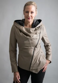 FROM MY MOTHER'S GARDEN HOODED LEATHER JACKET MUSHROOM