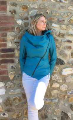 FROM MY MOTHER'S GARDEN HOODED LEATHER JACKET TURQUOISE