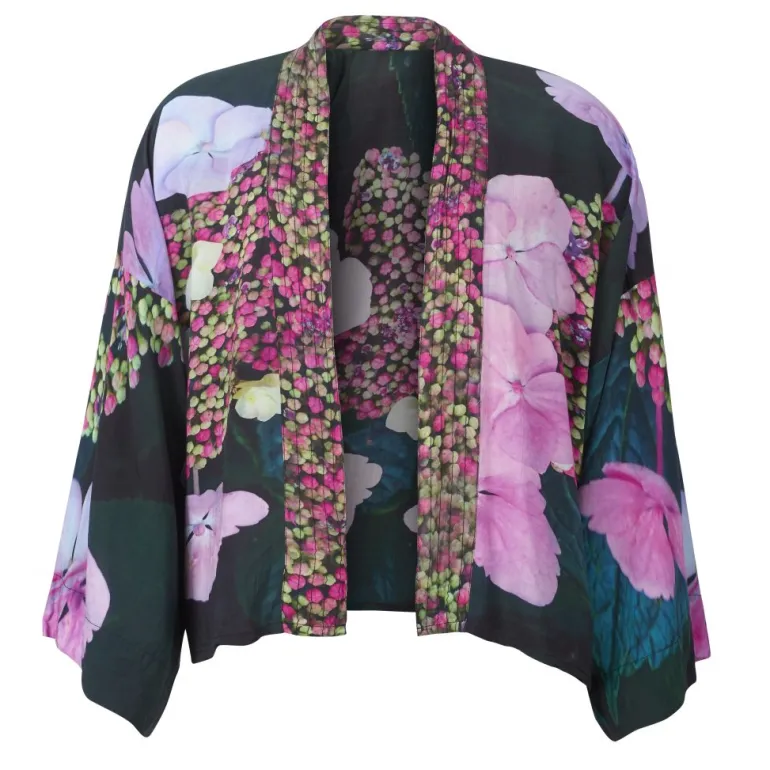 FROM MY MOTHER'S GARDEN LIGHTWEIGHT SHORT KIMONO - HYDRANGEA