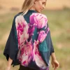 From My Mother's Garden Pink Peonies Short Kimono