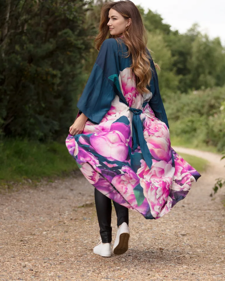 From My Mother's Garden Pink Peonies Long Robe LX