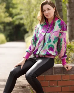 From My Mother's Garden Pink Neon Leaf Satin Jacket