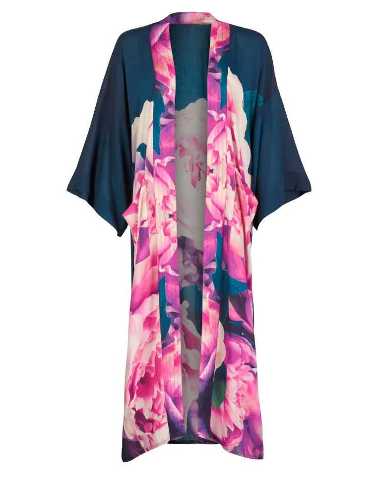 From My Mother's Garden Pink Peonies Long Robe LX
