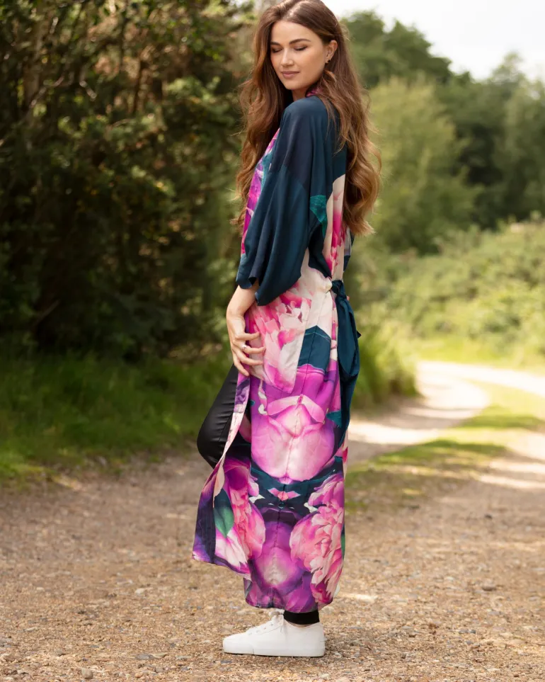 From My Mother's Garden Pink Peonies Long Robe LX
