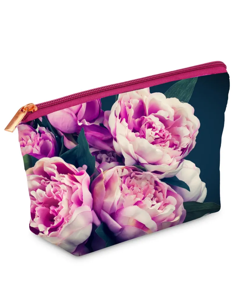 From My Mother's Garden Small Makeup Bag Pink Peonies
