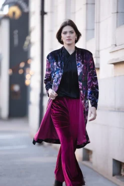 From My Mother's Garden Velvet Palazzo Trousers Berry Red