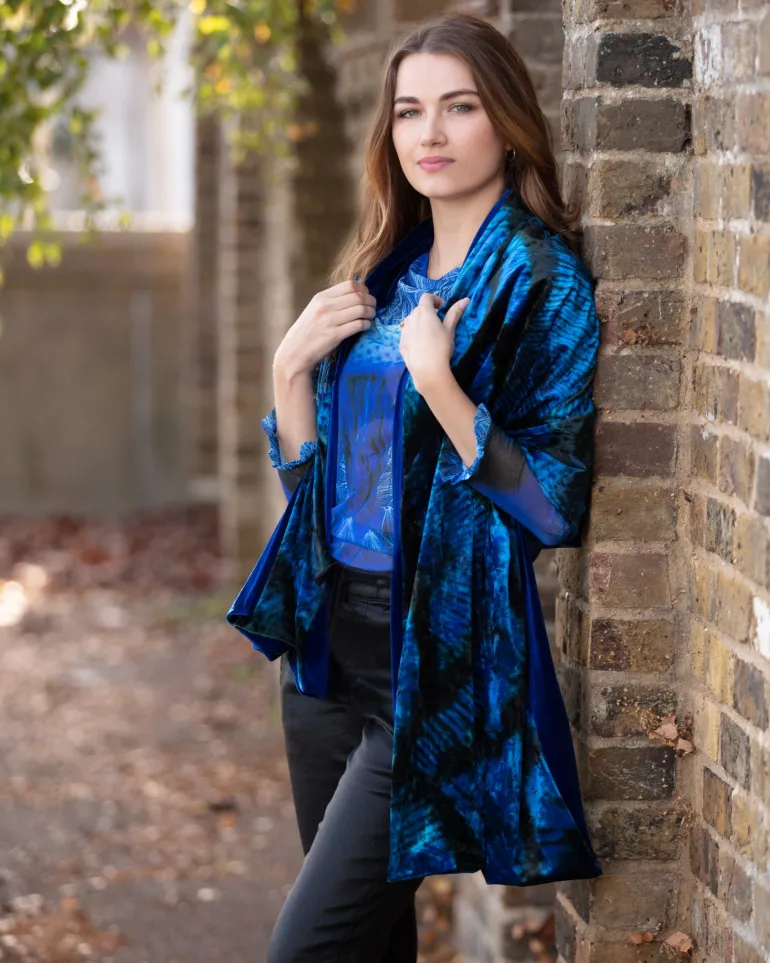 From My Mother's Garden Velvet Stole Peacock