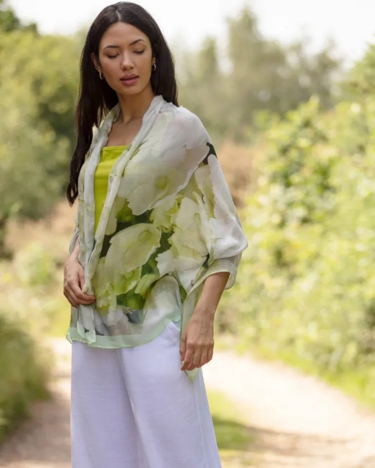FROM MY MOTHER'S GARDEN WHITE HYDRANGEA BAMBOO SCARF