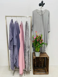 Grizas Crinkle Drape Dress Silver