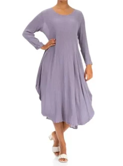Grizas Crinkle Drape Dress Lavender