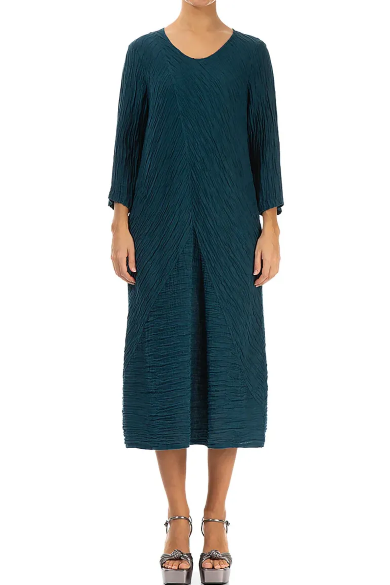 Grizas Crinkled Dress Dark Teal