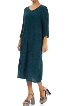 Grizas Crinkled Dress Dark Teal