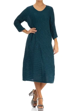 Grizas Crinkled Dress Dark Teal