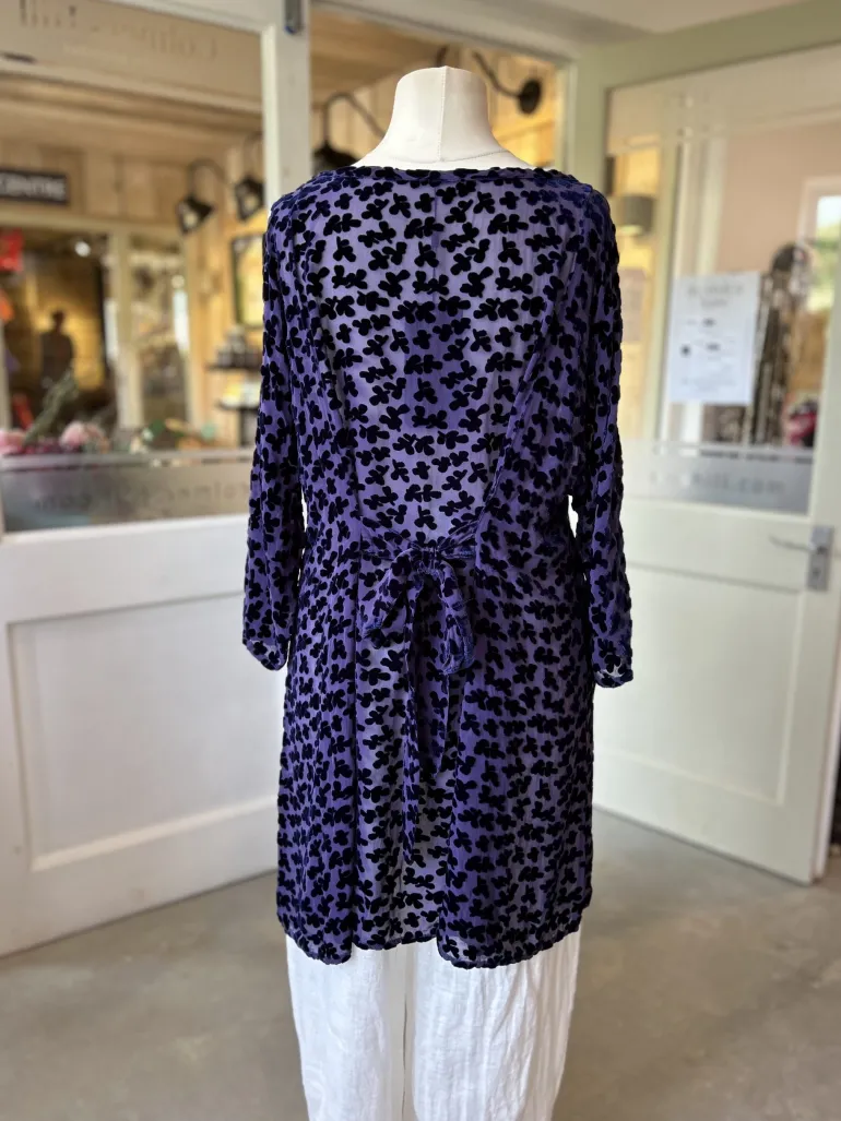 Grizas Floral Velvet Blouse Blue Violet