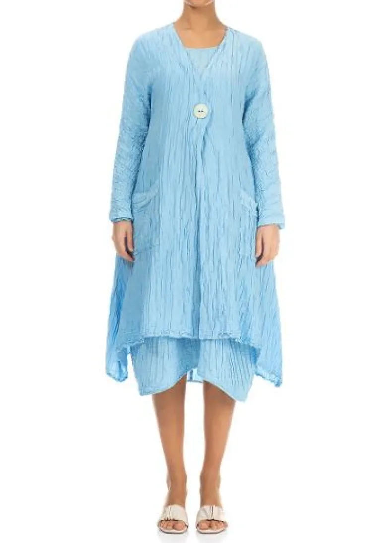 Grizas Long Crinkle Jacket Pale Blue