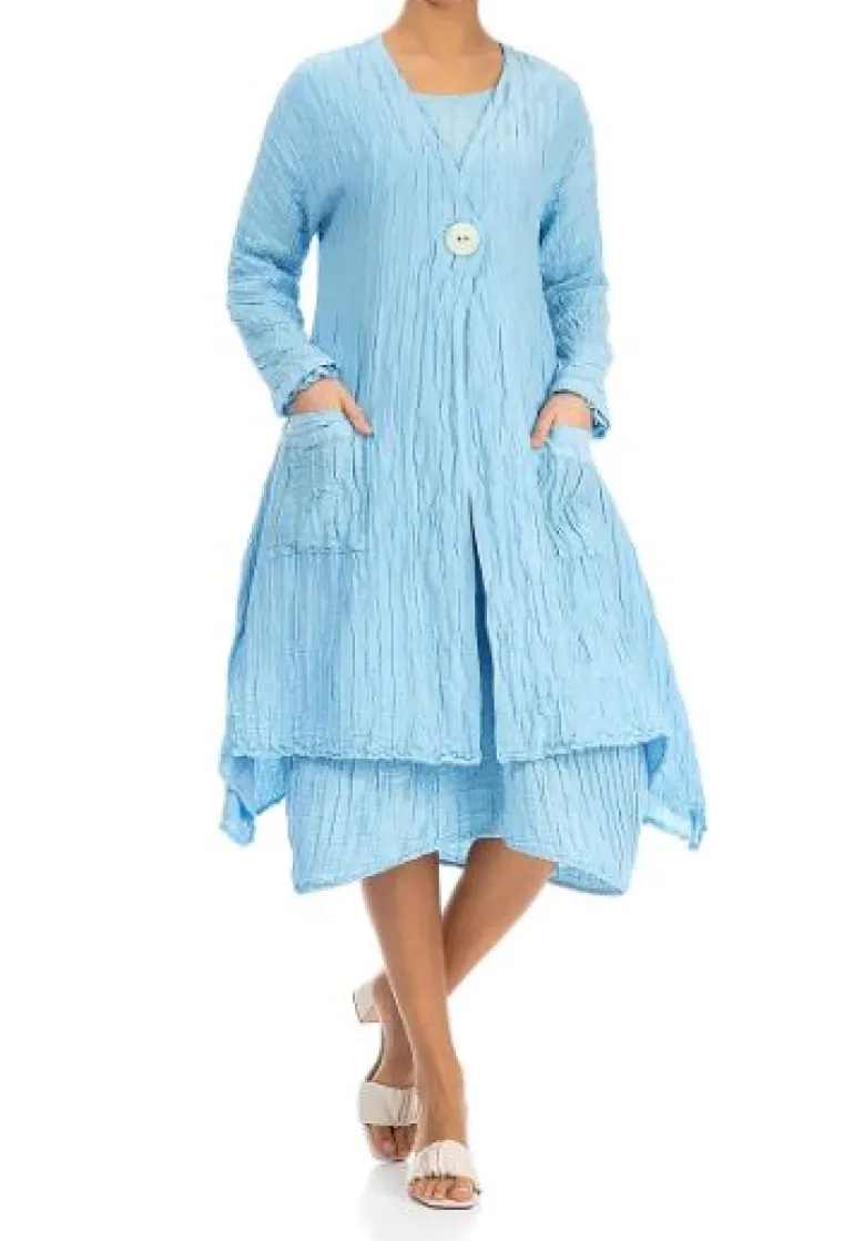 Grizas Long Crinkle Jacket Pale Blue