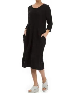 Grizas Midi Crinkle Dress Black