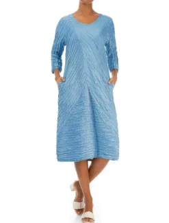 Grizas Midi Crinkle Dress Cornflower