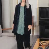 Grizas Ruffle Velvet Silk Jacket Navy