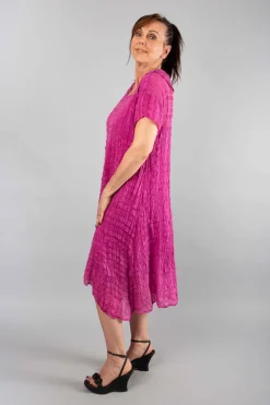 Grizas Silk Crinkle Dress Orchid