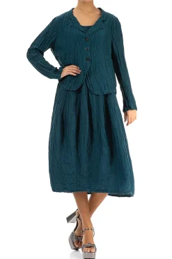 Grizas Silk Linen Jacket Dark Teal
